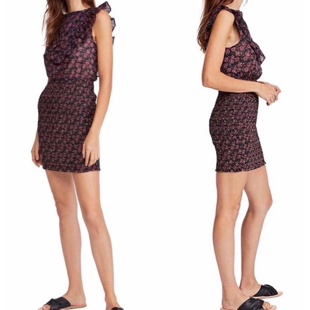 NEW Free People I'm Your Favorite Dress Plum Combo Floral Womens Medium NWT - Picture 2 of 11